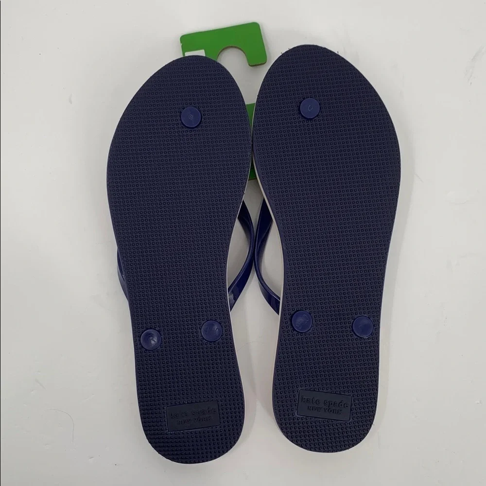 Kate Spade Feldon flipflop sandal slide thong flat shoe cherry navy blue new 11